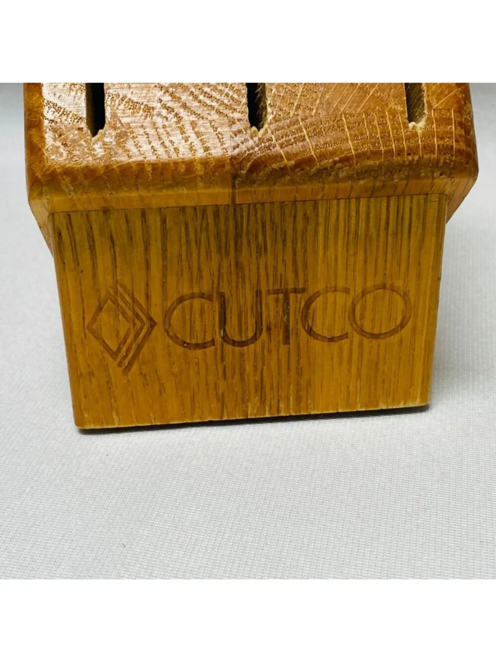 Cutco 6-Slot Wooden Table Knife Block Vertical Storage Hardwood USA Made